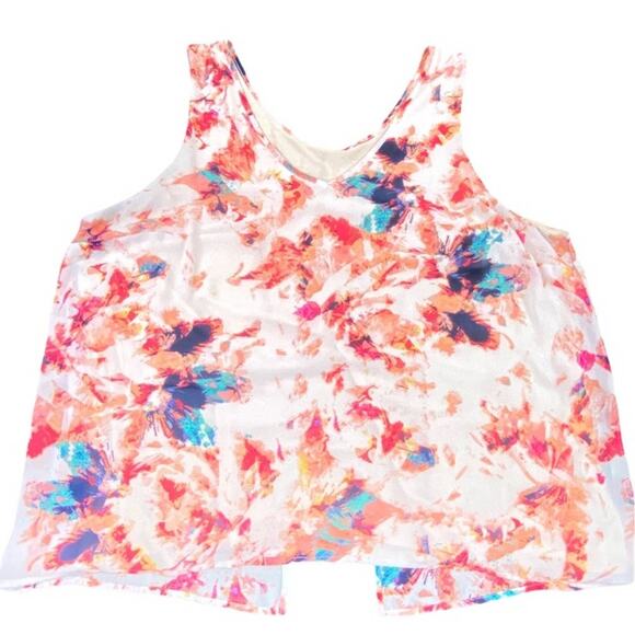 Target Plus Size Split Back Multicolor Knit Tank Top in Shades of Peach & Cream - Picture 3 of 12